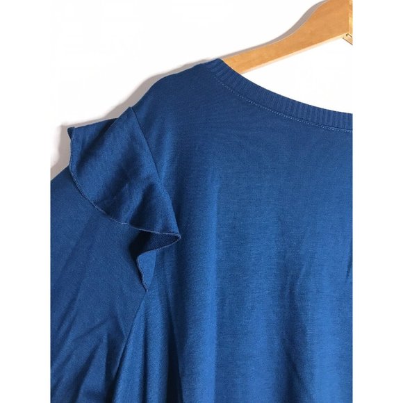 Torrid Blue Teal Light Ruffle Long Sleeve Knit Top Women's Size 3 New - Picture 9 of 9